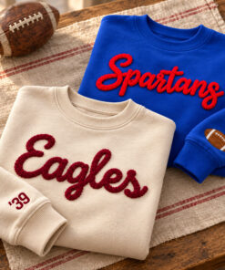 Chenille Yarn Embroidered Sweatshirt - sleeve detail
