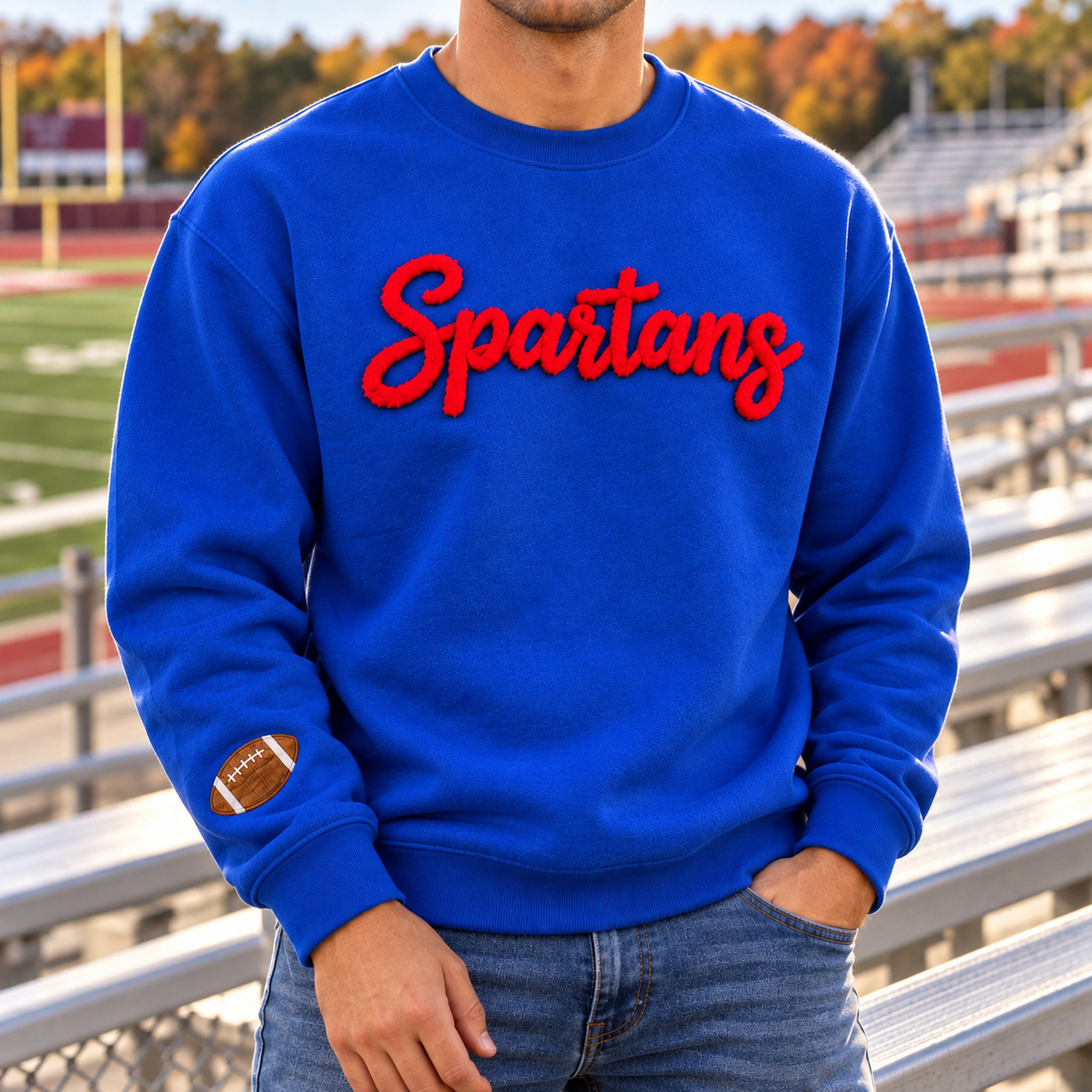 Chenille Yarn Embroidered Sweatshirt - folded flat lay