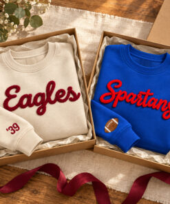 Chenille Yarn Embroidered Sweatshirt - team name close-up